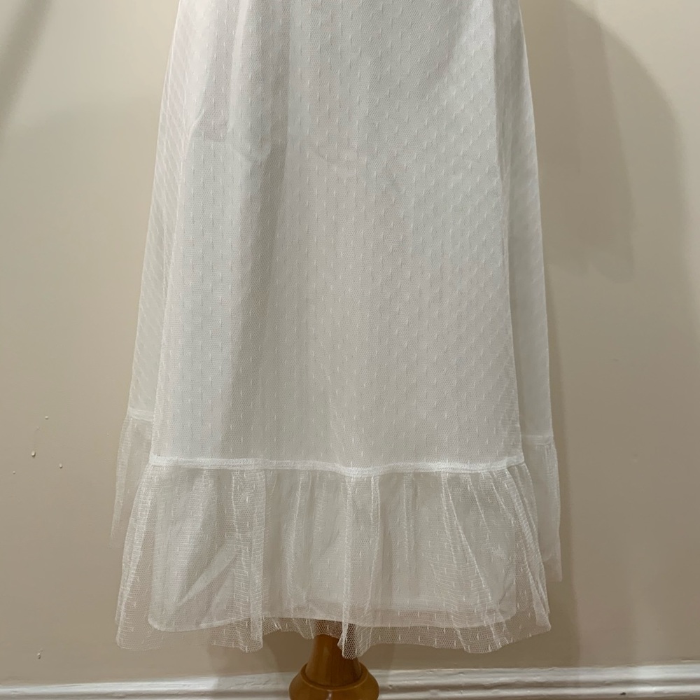 Aidan mattox white pearl tiered mesh midi dress - Picture 4 of 10